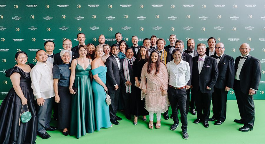 Group photo of finalists at the Earthshot prize in Singapore.